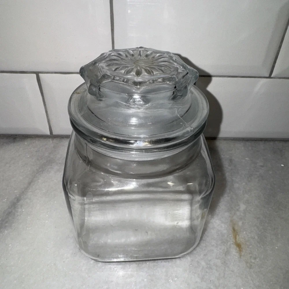 VINTAGE Anchor Hocking Clear GLASS POTHECARY JAR 51/2